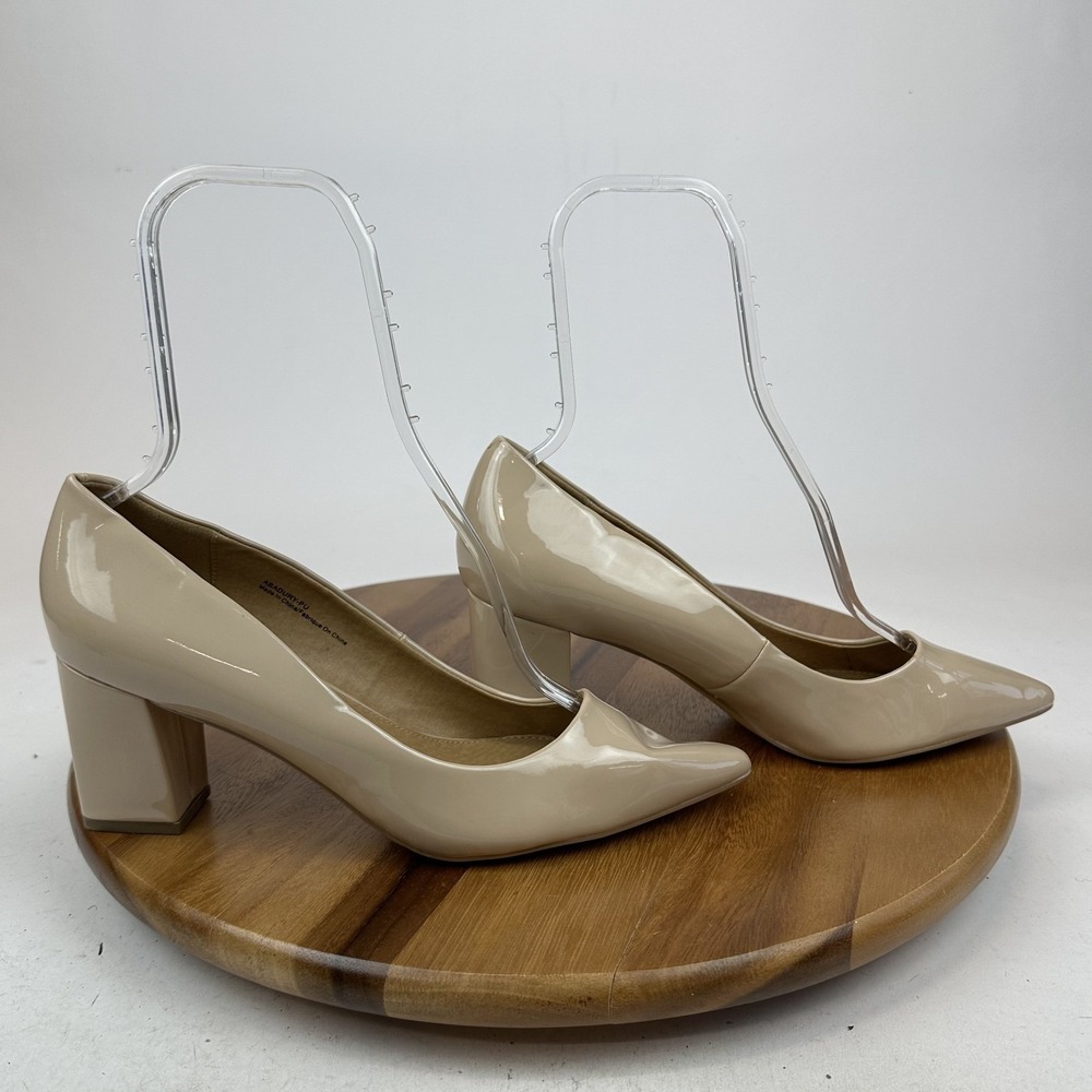 Womens Abound Adury Beige Faux Patent Leather Formal Comfort Pumps Size 11 M GUC